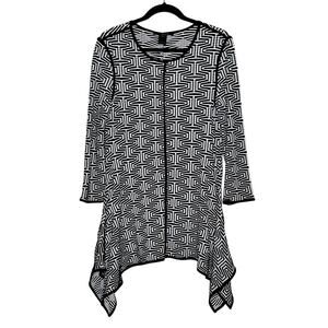 Ali Miles womens size small tunic black/white knit geometric artsy, lagenlook,